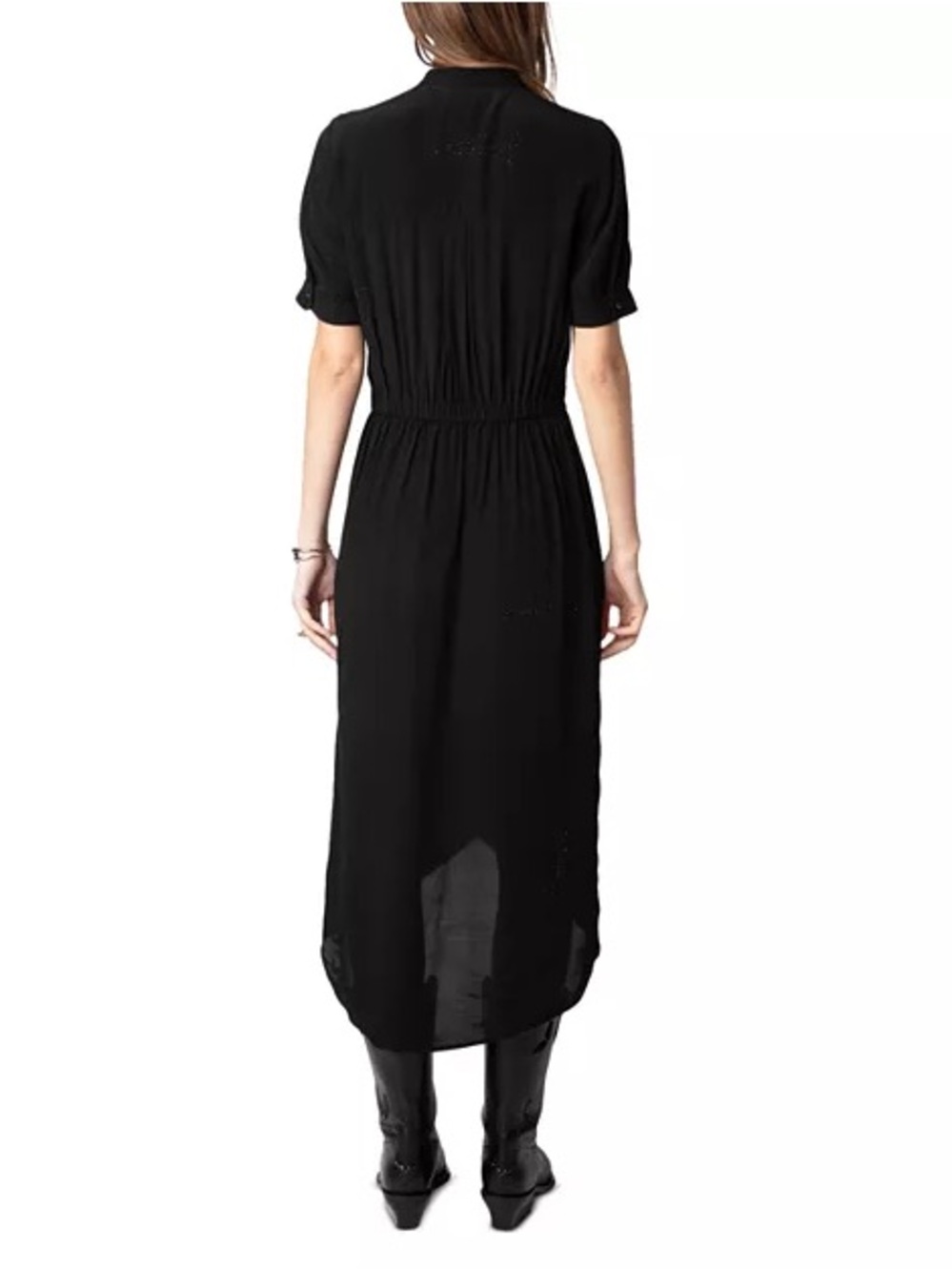 Zadig & Voltaire Rimaz Soft Strass Faux Wrap Shirt Dress Black Sz S NWT - Picture 3 of 13